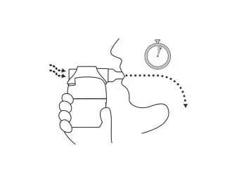 Inhale through the device taking a deeper breath than normal.