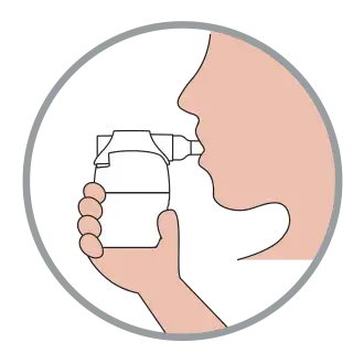 Step 1: CLOSE LIPS around mouthpiece