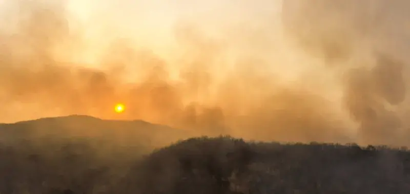 smokey sky above mountains