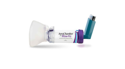 AeroChamber Plus Flow Vu Chamber purple adult small mask with inhaler
