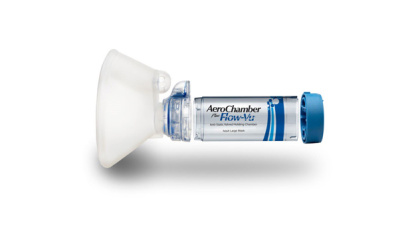 AeroChamber Plus Flow Vu Chamber Blue mask exploded