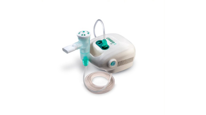 Ombra tabletop compressor shown with the AEROECLIPSE* XL BAN* Nebulizer