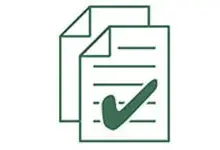 icon of two sheets of paper with check mark