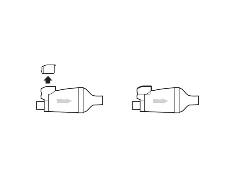 diagram depicting how to remove canister adapter for GSK MDI canister