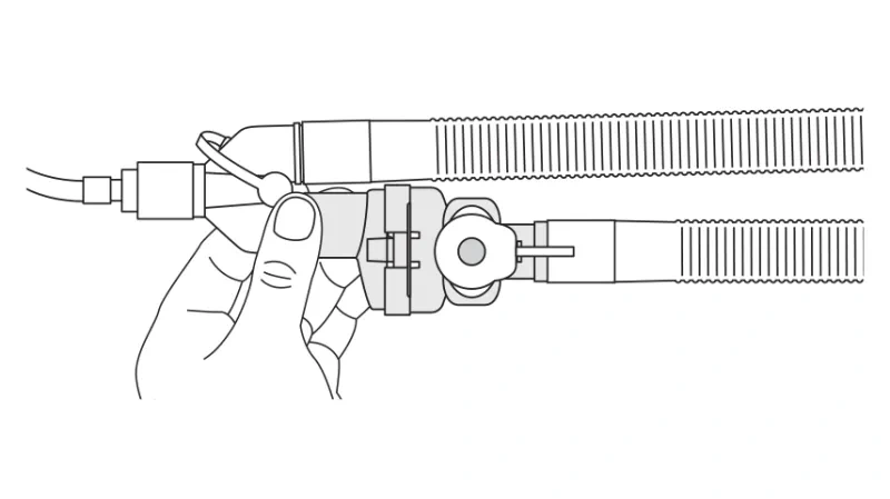 diagram depicting how to unlatch and expand aerochamber vent holding chamber