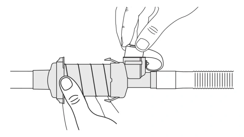 diagram depicting how to remove mdi canister from aerochamber vent holding chamber