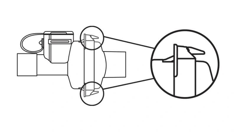 diagram depicting how to ensure aerochamber vent holding chamber device is fully collapsed