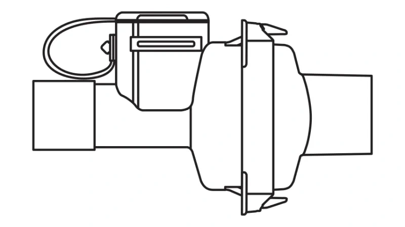diagram depicting how to ensure aerochamber vent holding chamber device is fully collapsed with latches engaged