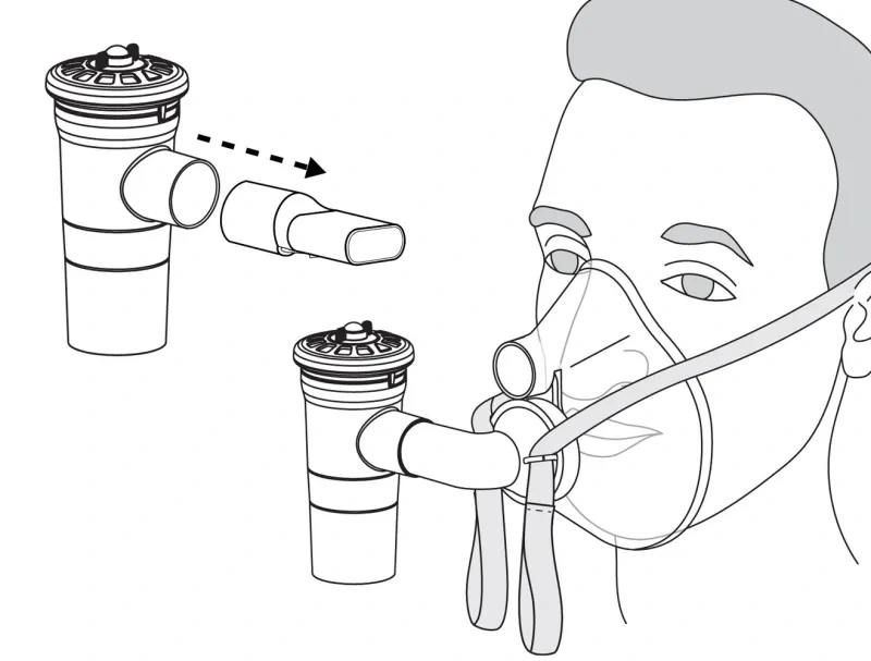 Demonstration of hooking ComfortSeal Mask to Nebulizer