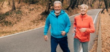 Couple running in fall