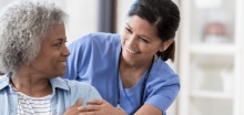 elderly woman and nurse