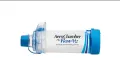 AeroChamber Plus Flow Vu Chamber Blue adult mouthpiece sideview